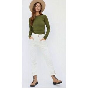 PILCRO Anthropologie Women's Size 27 White Corduroy Pants